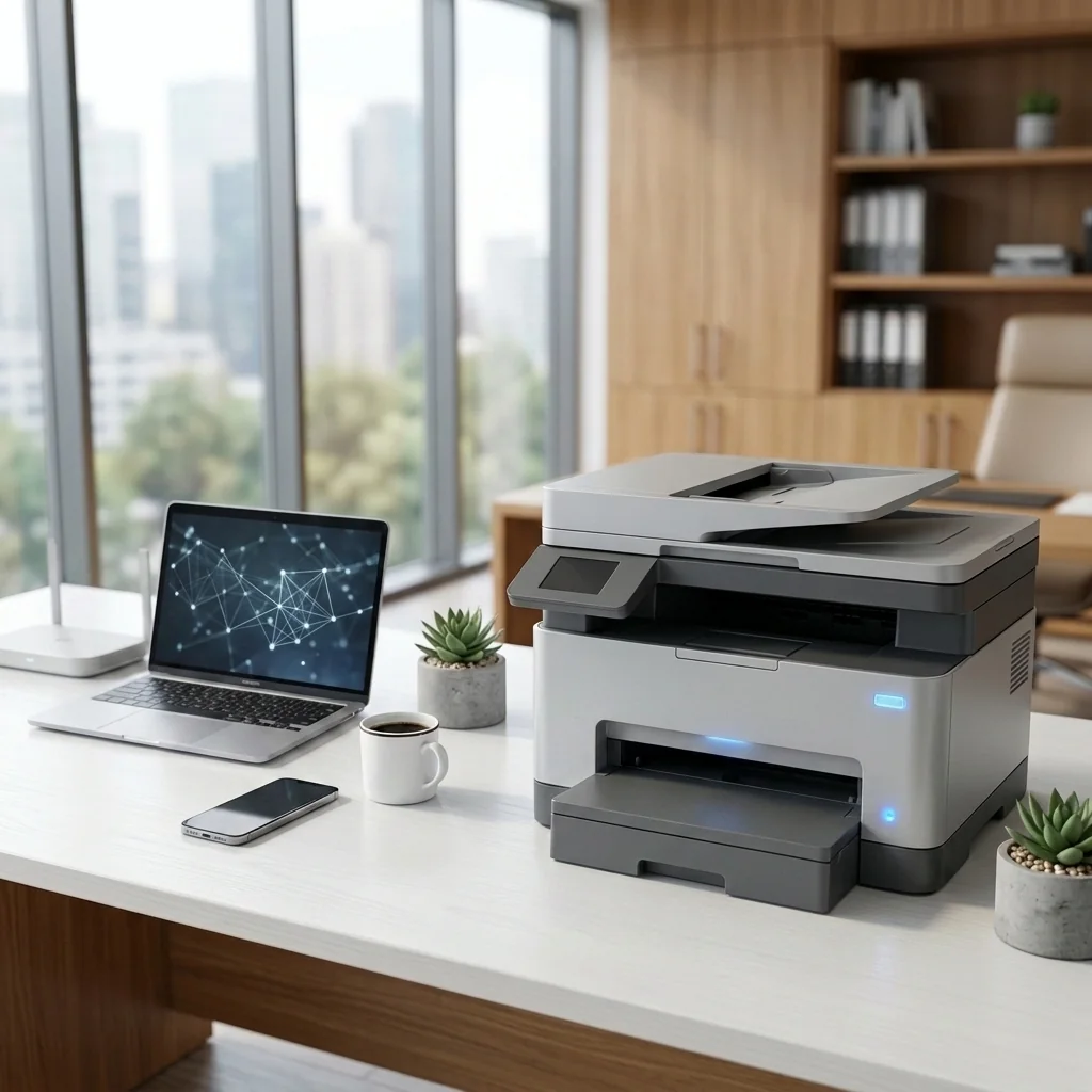 Wireless printer setup with laptop and router