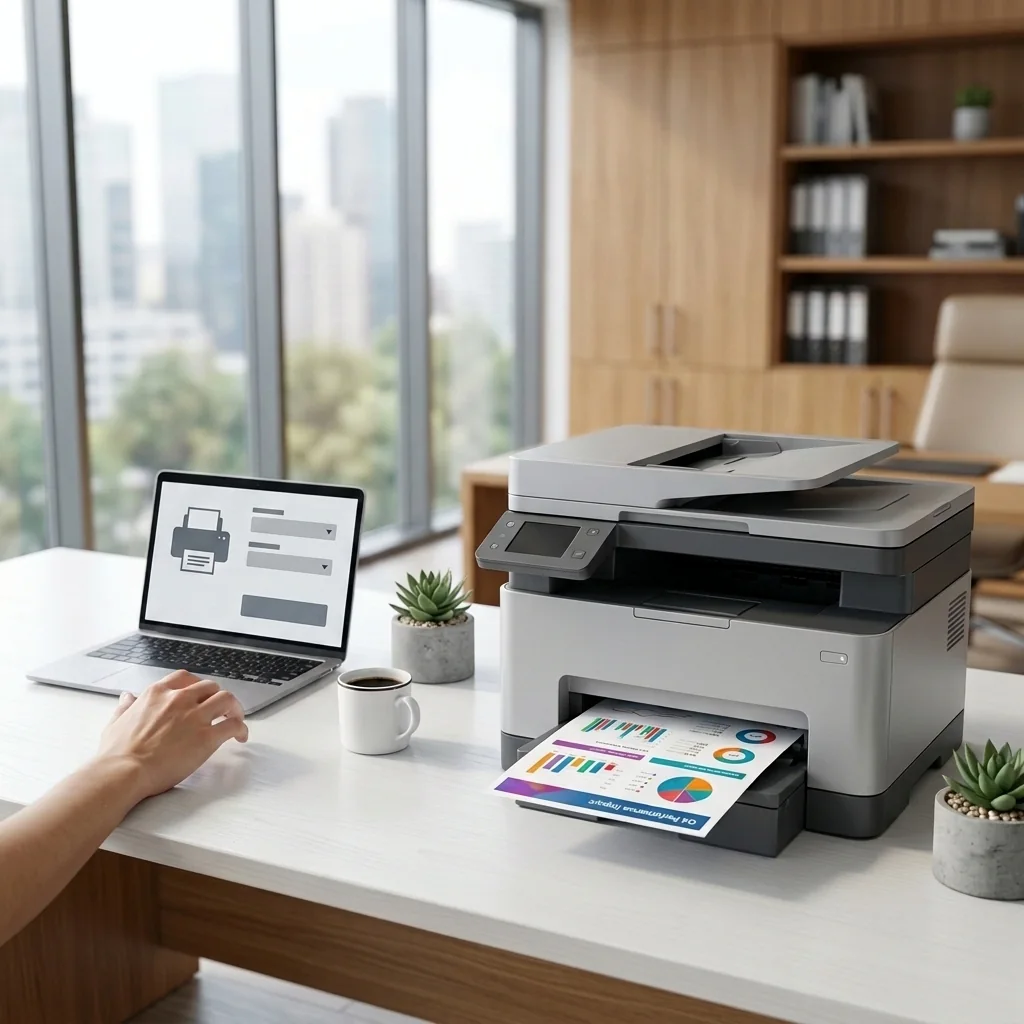 Selecting a printer on a laptop